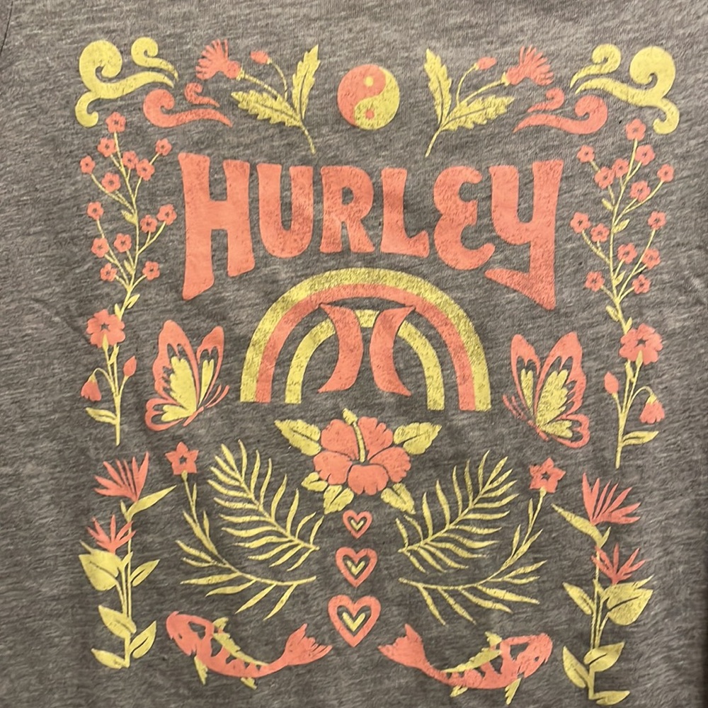 Hurley Girls Medium Gray Graphic Tee
